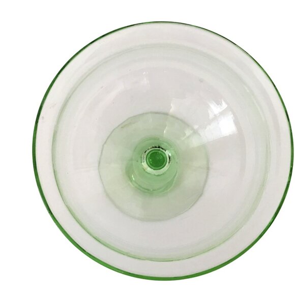 Vintage Uranium Glass Coupe Cocktail Depression Era Vaseline Glow 5.5" x 3.5" - Picture 4 of 7